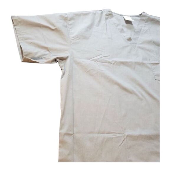 Allheart Unisex Solid Grey V-Neck Chest Pocket Medical Scrub Top Plus Size 3XL - Picture 4 of 8